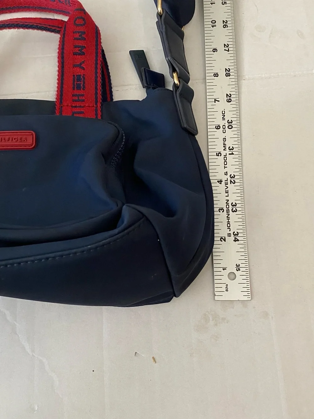 Tommy Hilfiger Navy and Red Logo Strap Messenger Bag